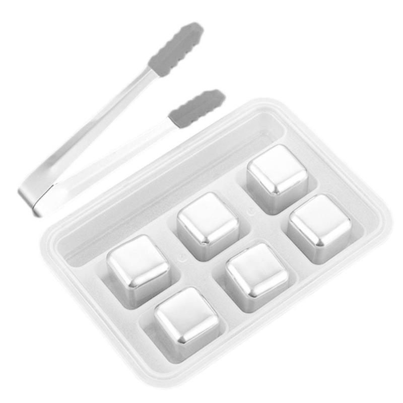 4/6/8 PCS Stainless Steel 304 Ice Cube Whisky Chilling Stones Reusable Ice Cube Wine Beer Cooler Bar Kitchen KTV Supplies: 6pcs