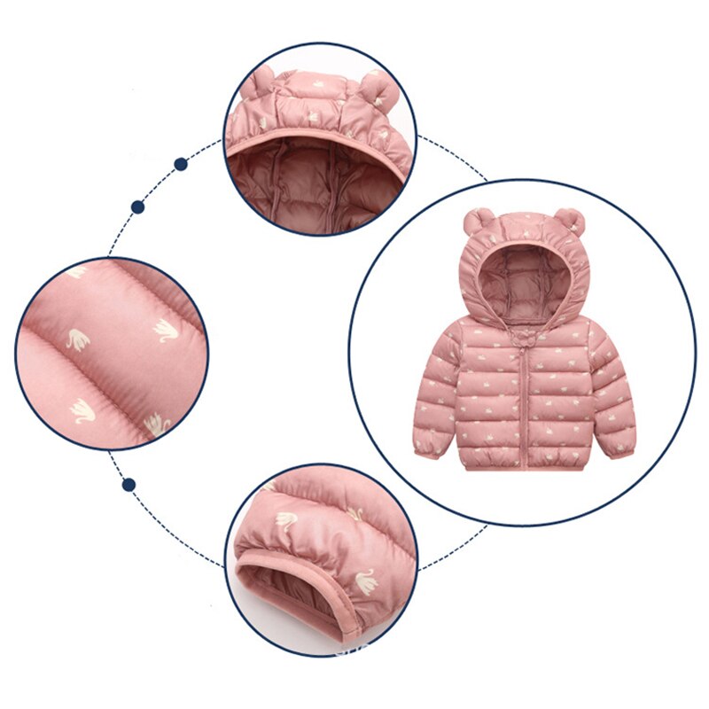 Casaco de algodão com capuz para crianças, roupa agasalho quente de desenho animado para outono e inverno para meninos e meninas de 0-4 anos