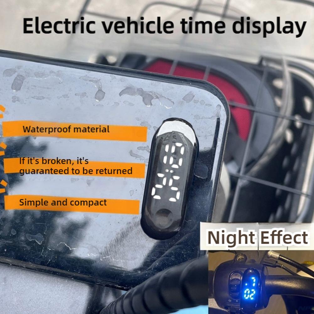 Digitaalinen aikanäyttö moottoripyörän sähköskootteriin kannettava elektroninen kello vedenpitävä valoisa digitaalinen näyttö led-kello