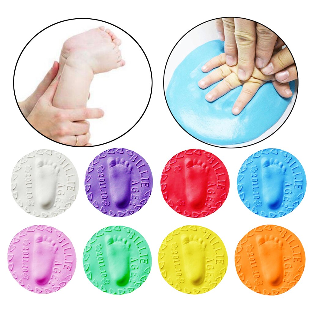 8 Pieces Air Drying Clay Baby Handprint Footprint Imprint Casting Fingerprint