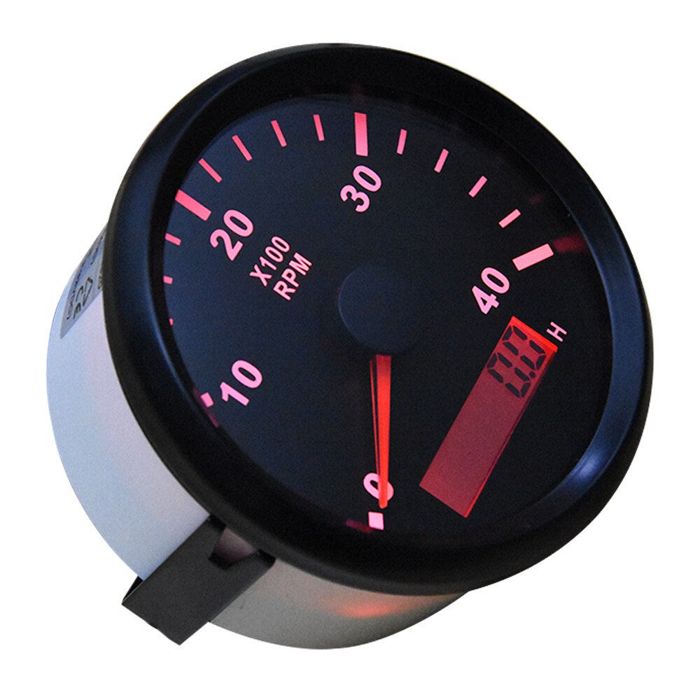 85mm Digital Tachometer Car Boat Marine Tacho Meter with LCD Hourmeter 4000RPM Meter Marine Tachometer Red Backlight 12V 24V