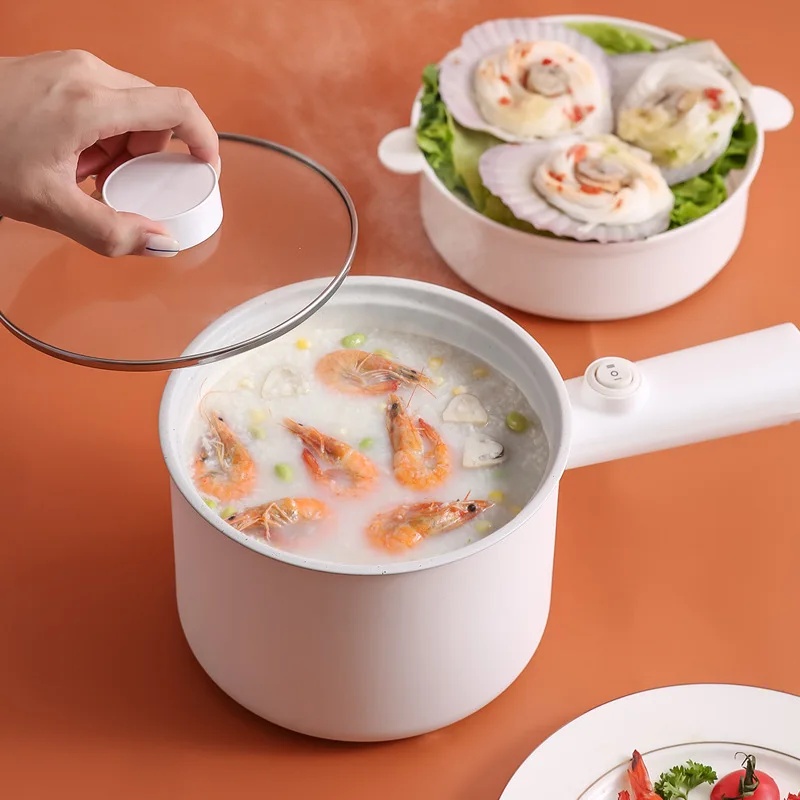 Mini Multifunctional Electric Wok 110V US Standard Student Dormitory Soup Pot Noodles Cooking Rice Heating Pot for Home Use: Transparent / JP