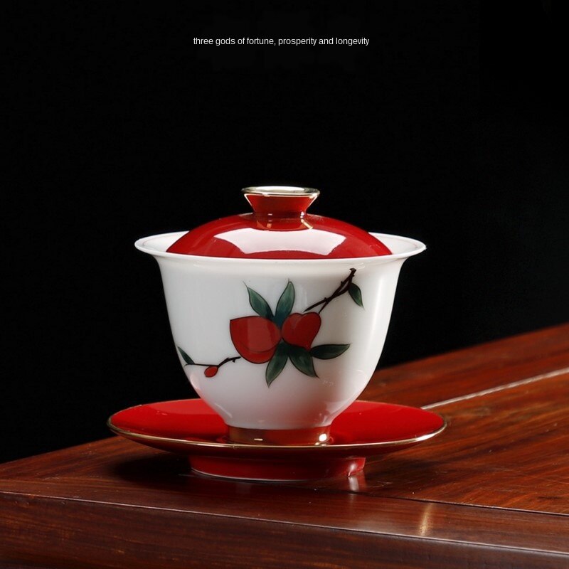 Taza De cerámica para té Gai Wan Cha pintada a mano, tetera De té Kung Fu, tazón Sancai De porcelana De cáscara De huevo, Sopera De CeramicaGaiwan: Cover bowl B