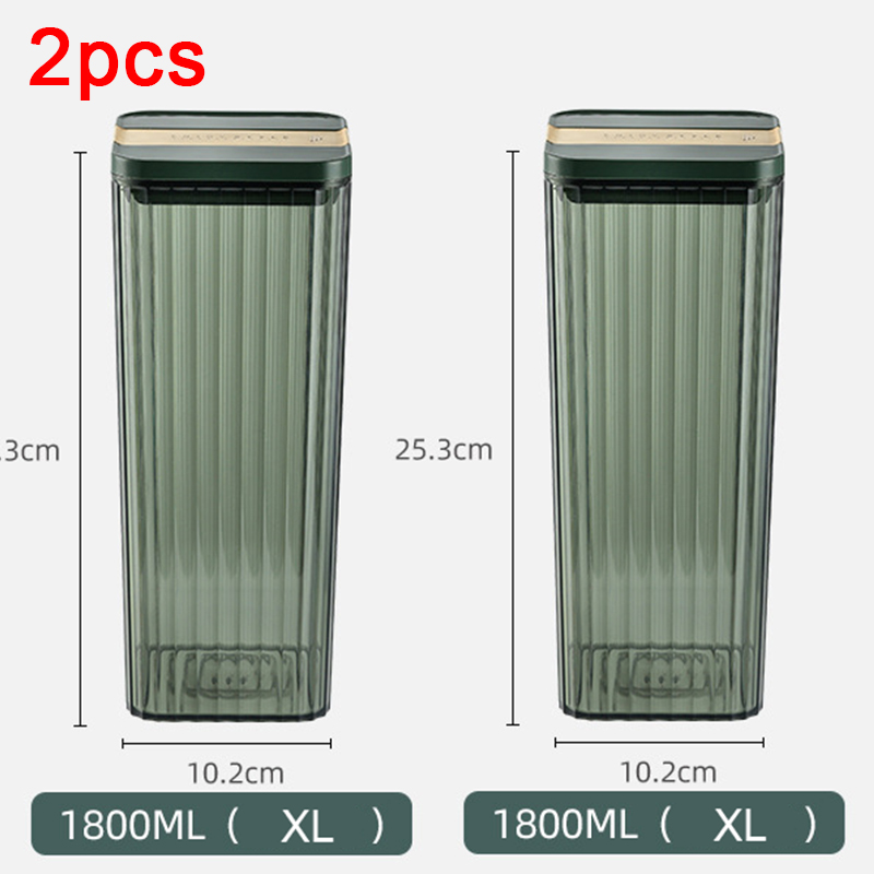 Airtight Food Storage Containers 4 Different Capacity,Kitchen Pantry Organization Containers, Plastic Canister for Flour, Sugar: 1800ML 2pcs