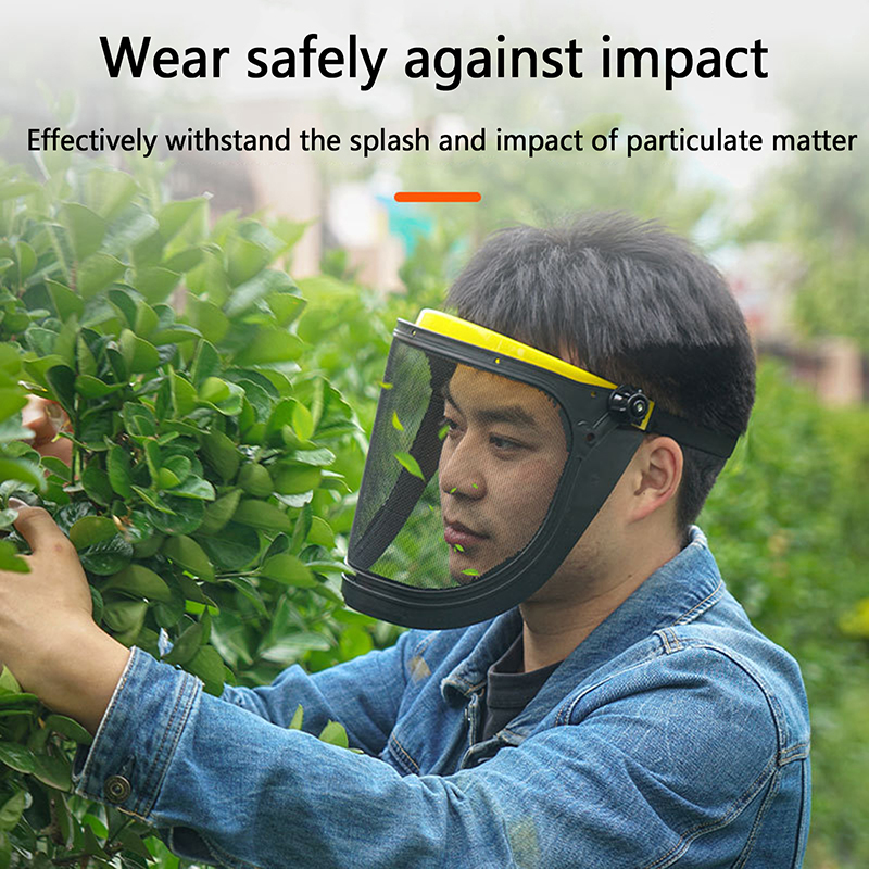 Casco de seguridad para cortadora de césped de jardín, sombrero con visera de malla de cara completa para desbrozadora de registro, protección forestal, protector facial completo