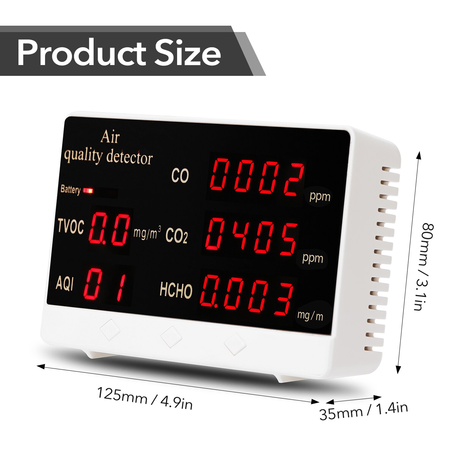 Digital CO2 Meter co2 Sensor High Accuracy CO CO2 HCHO TVOC Detector Air Monitor Air Analyzer Carbon Dioxide Sensor