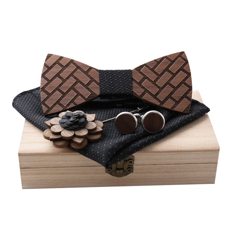 Houten vlinderdas voor heren, unisex, uitgehold, gesneden, retro stropdassen, verstelbare band, vintage vlinderdas: M3307-a7