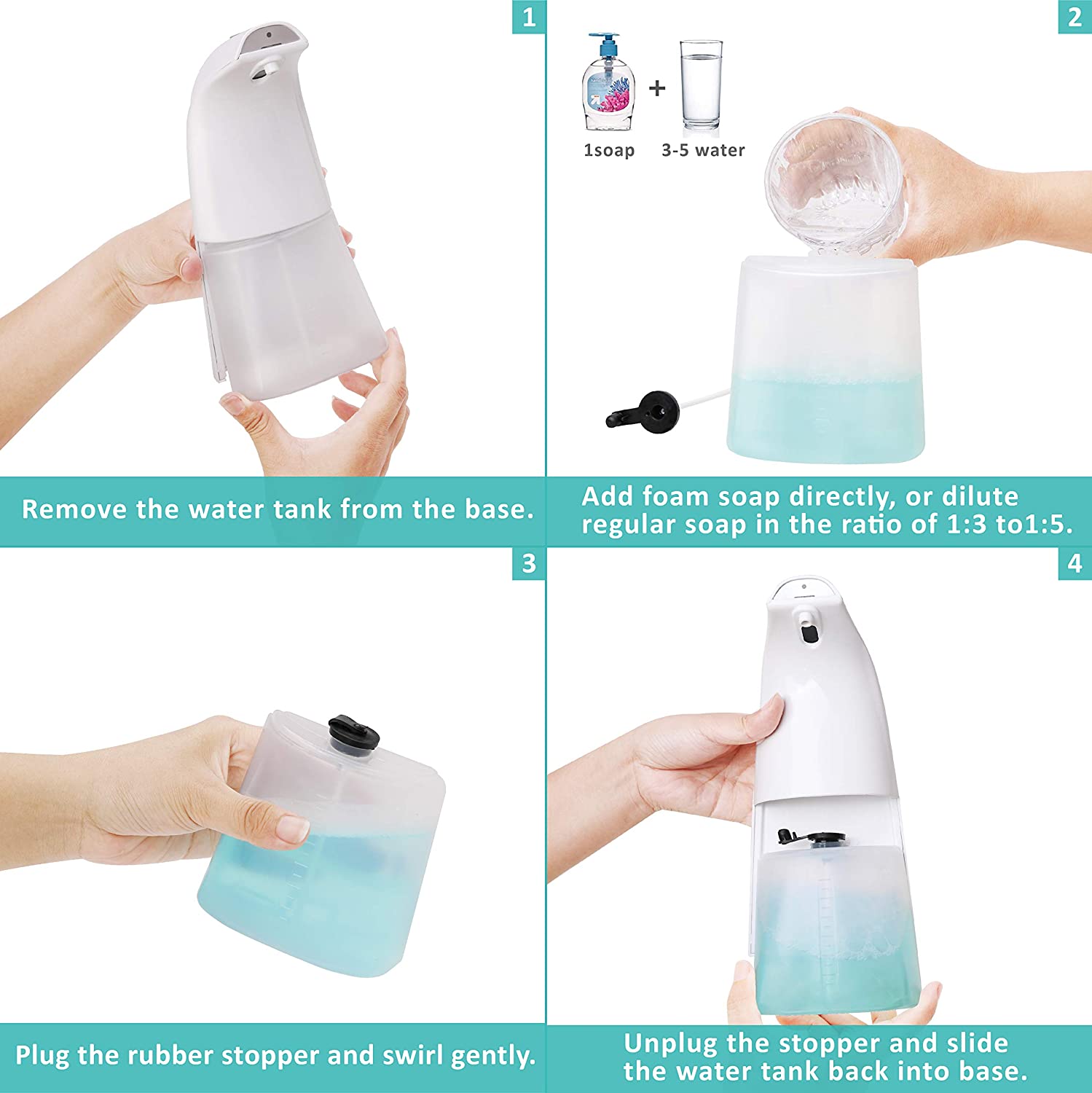 Touchless Bathroom Automatic Foam Soap Dispenser Rechargeable Refillable Intelligent Touch Free Liquid Hand Dish Wash Pump