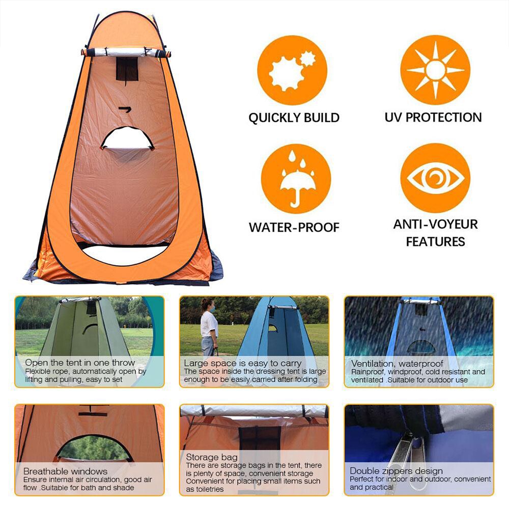 Portable private shower toilet, pop-up camping tent, UV protection, outdoor portable
