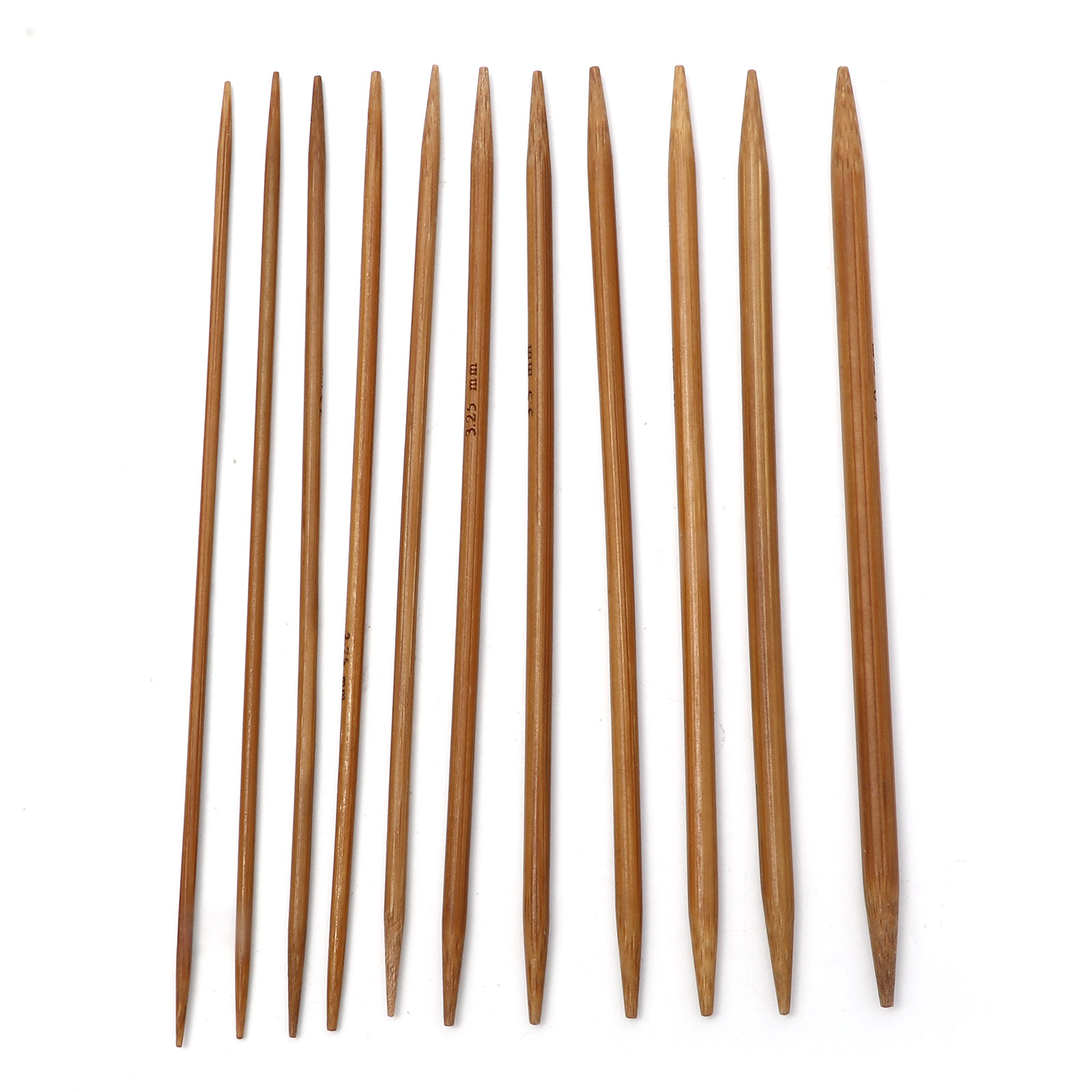 Agujas de tejer de doble punta de bambú hechas a mano, herramienta de aguja de tejer de suéter marrón, herramientas de costura DIY, 13cm de largo, 5-55 piezas, 2,0-5,0mm