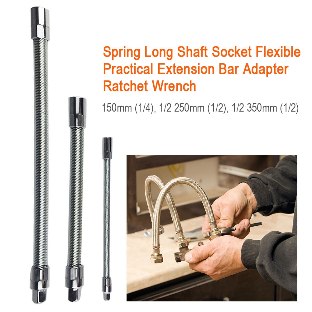 Spring Long Hand Tool Shaft Socket Drive Ratchet Wrench Extension Bar Durable Rustproof Flexible Adapter Alloy Practical