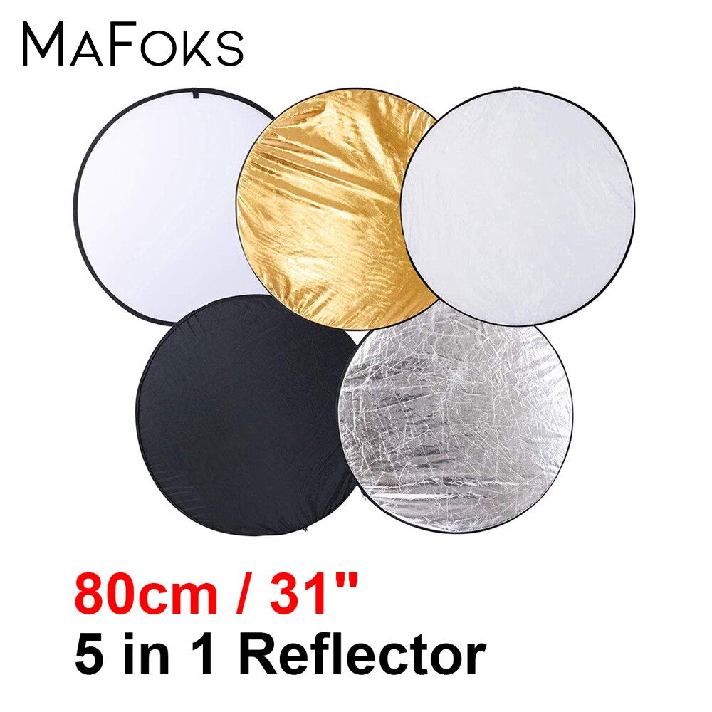 31 "80 Cm 5 In 1 Draagbare Inklapbare Light Ronde Fotografie Zilver Zwart Wit Reflector Voor Studio Multi Photo disc Diffuers