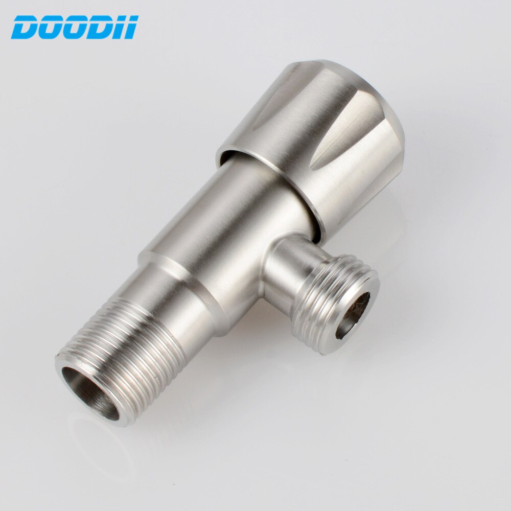 Stainless Steel Double Angle Valve For Sink | 3/8 Inch Outlets, 1/2 Inch Wall Thread With Wall Rosette