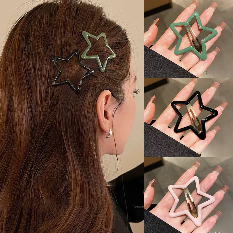 Große Stern-Haarspangen für Frauen, Mädchen, freundlicher, Y2K, süßes süßes Mädchen, bunte fünfeckige Haarnadel, BB-Clip, Kopfbedeckung, Zubehör, ,