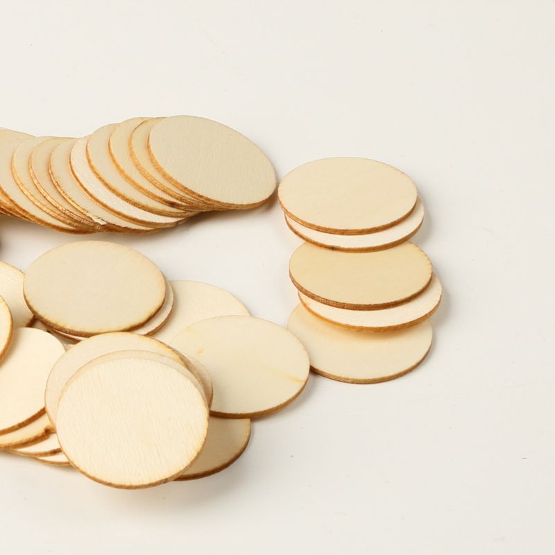 50Pcs Blank Natuurlijke Stukken Hout Slice Ronde Unfinished Houten Discs Ornamenten Diy Ambachten Centerpieces