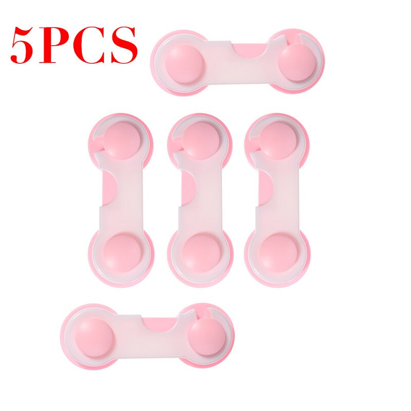 5 pcs Baby Drawer Lock Children Security Protection Cabinet Locks Straps Toddler Child Safety Equipment Lock Refrigerator Closet: Pink