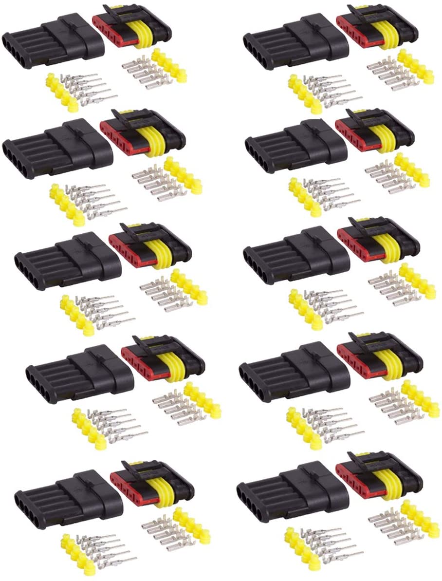 10 Kits 5 Pin Way Waterproof Electrical Connector Plug 1.5mm Series Terminals
