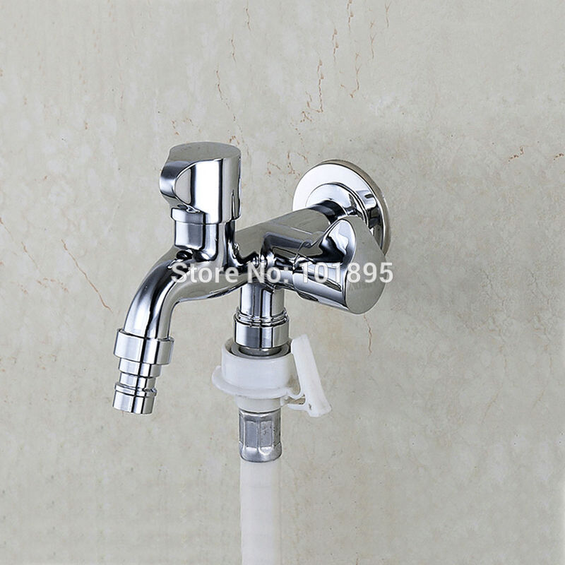 Wall Mounted Half Inch Thread Chrome 7 Models Dual Handle Cold Water Tap with two way out L17092