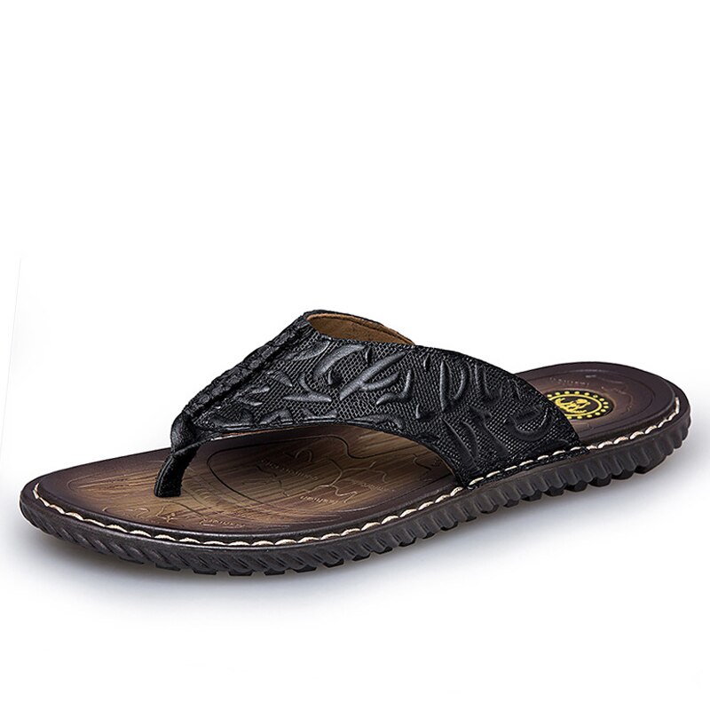 Heren Slippers Zomer Outdoor Antislip Platte Slippers Voor Mannen Pu Lederen Luxe Sandaal Comfortabele strand Slippers