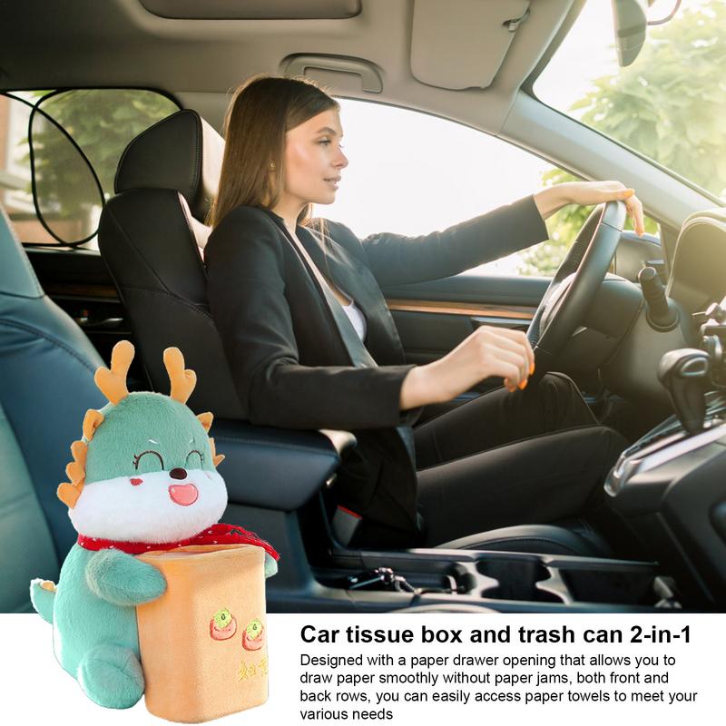 Cute Car Tissue Box Cute Dragon Car Organizer Backseat Car Seat Back Storage Bag Decorative Tissue Box Holder Backseat Tissue