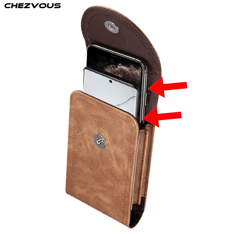 2 universal telefon taske taske til iphone 11 pro max 11 11 pro xs xr x 6 7 8 plus cover flip hylster bælte pu talje taske – Grandado