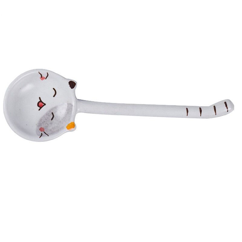 Handpainted Ceramic Cat Plates Bowl Spoon Sets Tableware: 6