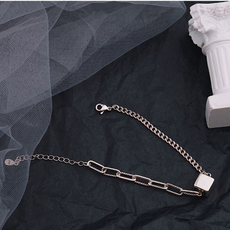 Foxanry Vintage Punk 925 Sterling Silver Chain Brcacelet for Women Simple Geometric Handmade Party Jewelry Gitfs