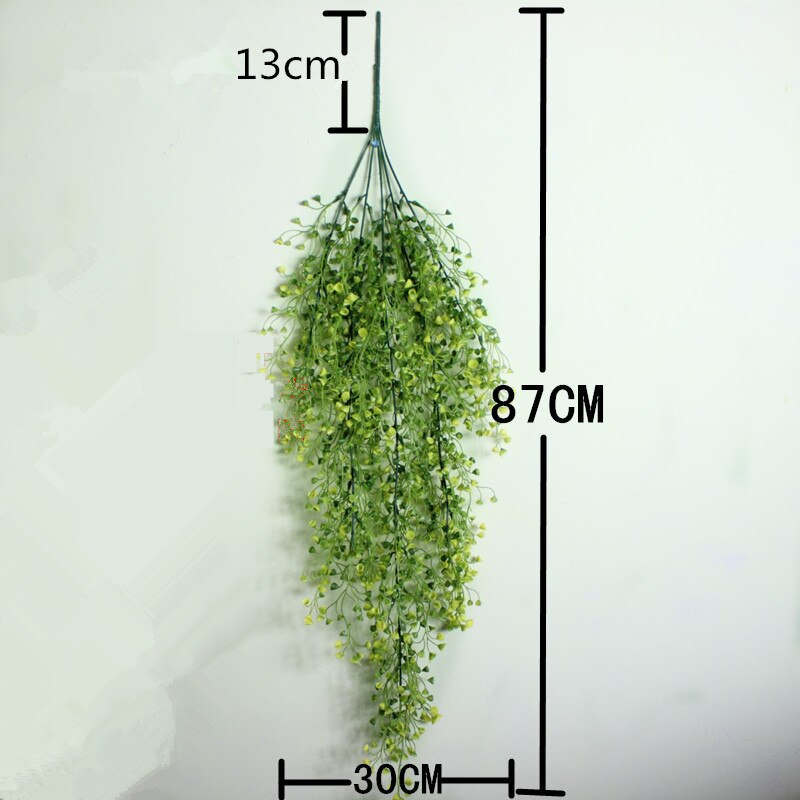 Planta Artificial colgante en 3 colores + Mini cesta de flores de mimbre para pared, accesorios para decoración del hogar, decoración del balcón