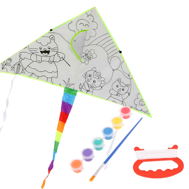 DIY Painting Kite With Pigment Kite For Kids Children Flying Outdoor Toy