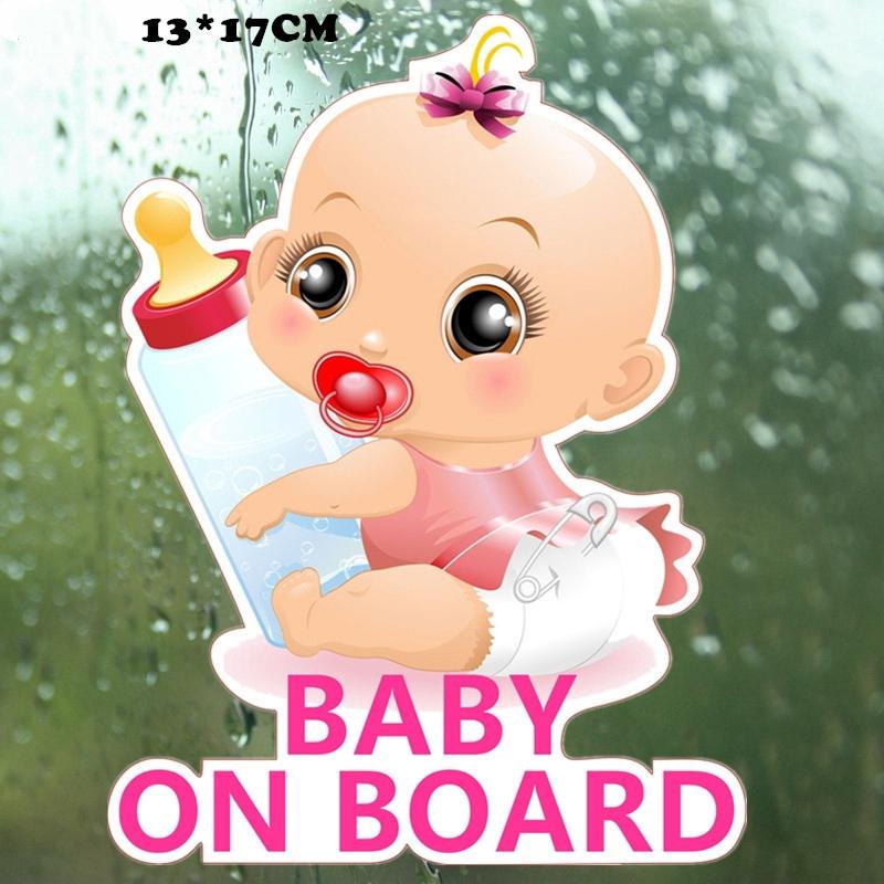 13*17cm baby om bord bil klistermærke sjove farverige bil klistermærker baby i bil auto bil mærkater