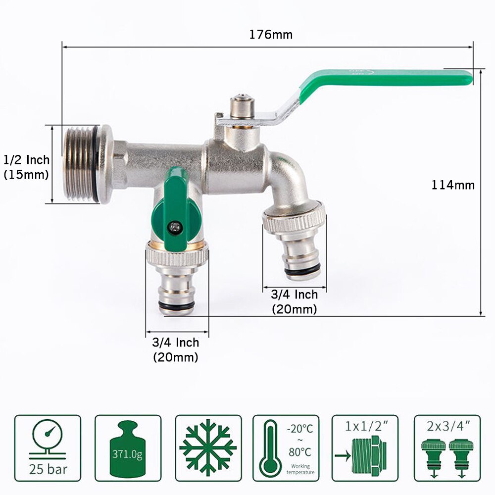 Dubbele Kleppen Water Tap 3/4 1/2 Inch Afneembare Tap Met Dikker Outlets Kleppen Voor Tuin Drinkwater Farm Crop Tuin gereedschap