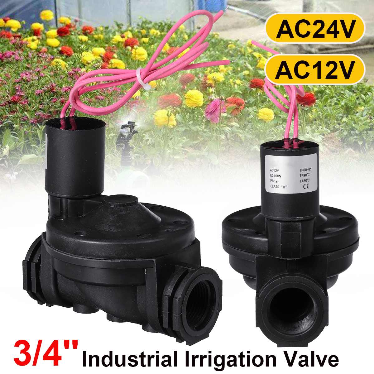 3/4" Industrial Irrigation Valve 12V/24V AC Solenoid Valve Agriculture Irrigation Plumbing Garden Controller Yard Water Timer