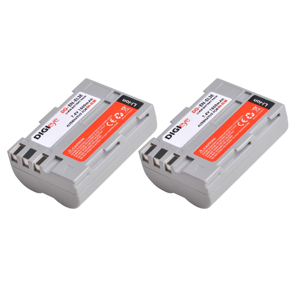 Batería de EN-EL3E ENEL3E EN EL3E para cámara Nikon D70 D50 D70s D80 D90 D100 D200 D300 D300S D700, 7,4 V, 1800mAh: 2 battery
