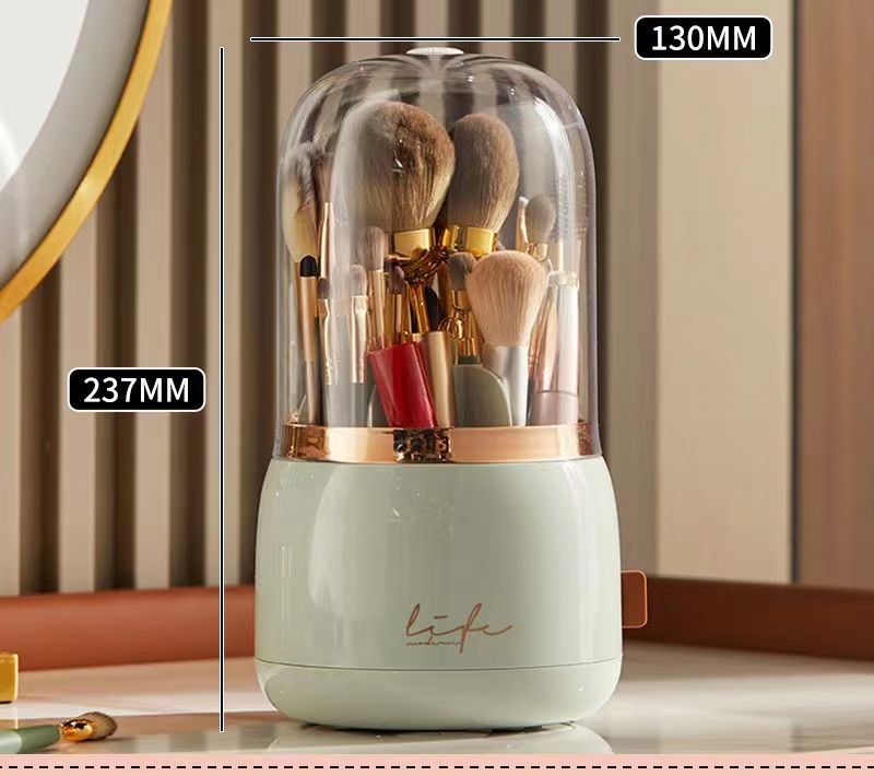 360 ° Rotierender Make-up-Pinselhalter mit Deckel, luxuriöser Kosmetik-Organizer, Lippenstift, Augenbrauenstifthalter, Lidschatten-Aufbewahrungsbox: Armee Grün