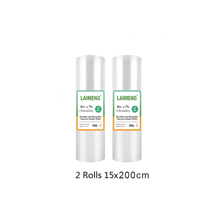Laimeng vakuumförslutningspåsar för vakuumförpackare sous vide-påsar 2 rullar vakuumförpackningsförpackningar matpåse för matförvaring  r131: 2r 15-200cm