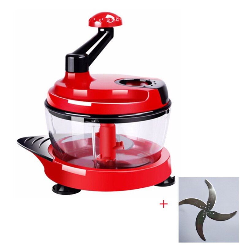 Hand Vegetable Mixer Cutter 2L Kitchen Accessories Manual Food Processor Blender Potato Crusher Minced Meat Mincer Grinder: red