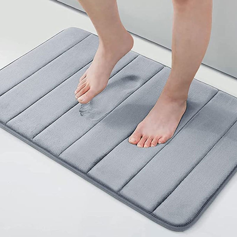 Tykkere baderomsmatte, sklisikker matte for bad og toalett, absorberende, hurtigtørkende matte, korallfleece: Svart / 400 mmx 600mm