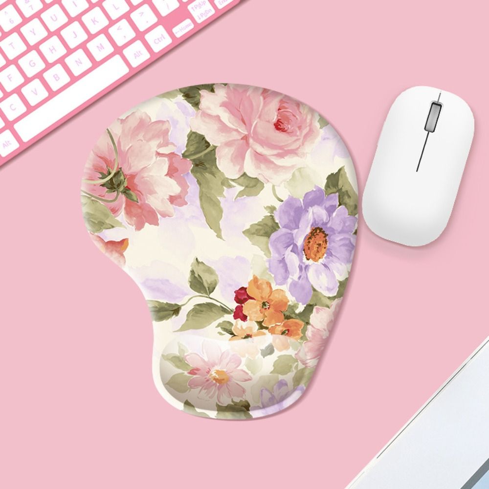 Comfortable Cartoon Series Wrist Rest Mouse Pad Marbled Texture Hand Support Mouse Mat Oil Painting Non Slip Gaming Mousepad: Coffee