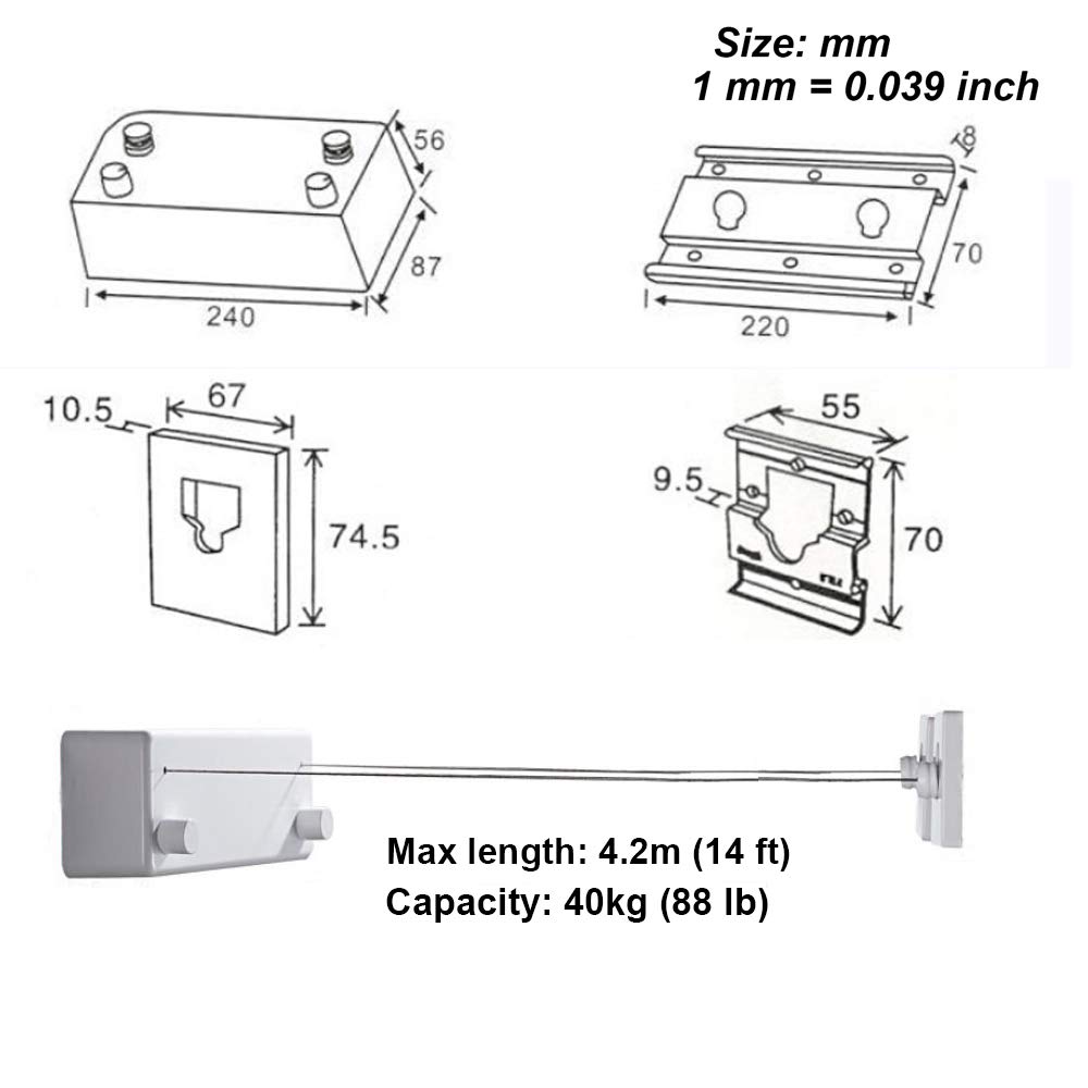 Home 4.2M steel wire Wall Hanger Indoor Retractable Clothesline Household Double-Line Telescopic Dryer for Clothes