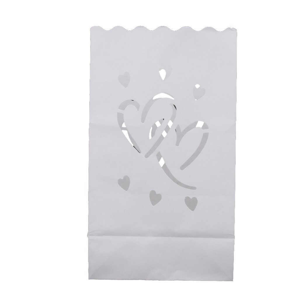 20 Pieces Heart Luminary Candle Lantern Bag Light Paper for Wedding Celebration