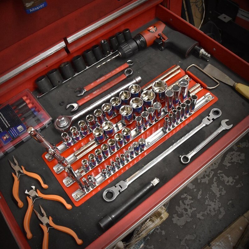 80Pc support de plateau de prise 1/4 pouces, 3/8 pouces, 1/2 pouces organisateur de jeu d'outils de Rail de rupture