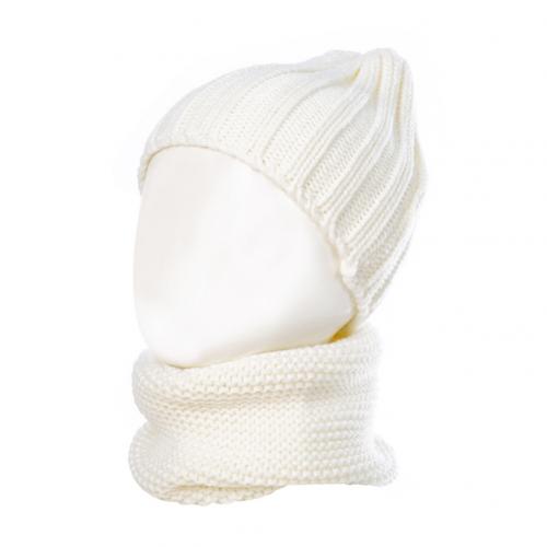 Dejlige baby børn dreng pige garn strikket vinter varm beanie cap hat tørklæde sæt: Hvid