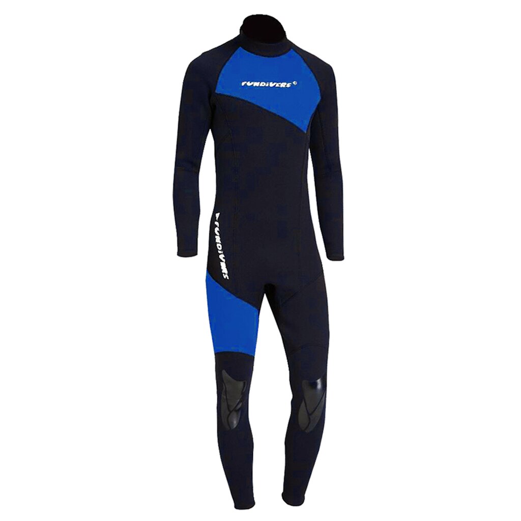 Stretchy Duiken Huid Pak Volwassen 1.5Mm Wetsuit Met Knie Pad Terug Zip Jumpsuit: Blue L