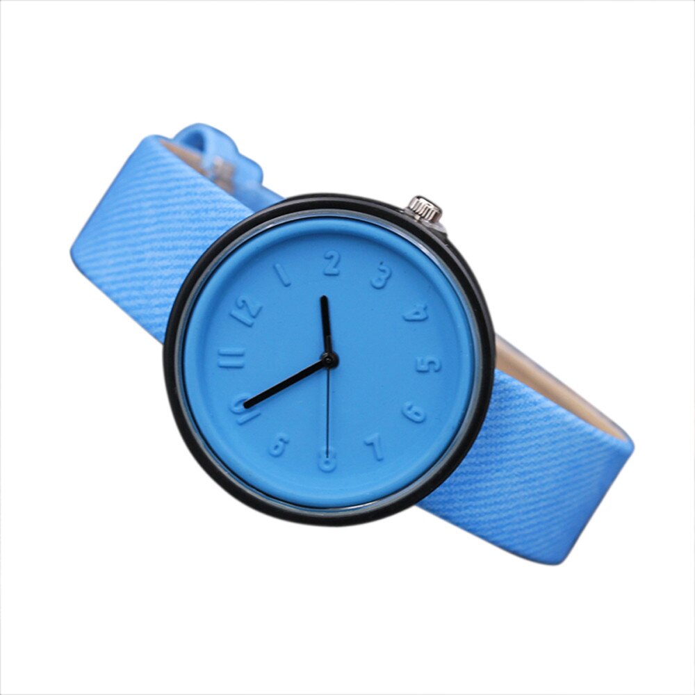 Simple Women Watch Unisex Korean Students Leather Band Analog Quartz Couples Wristwatches Ladies Watch Female Clock relogio: Blue