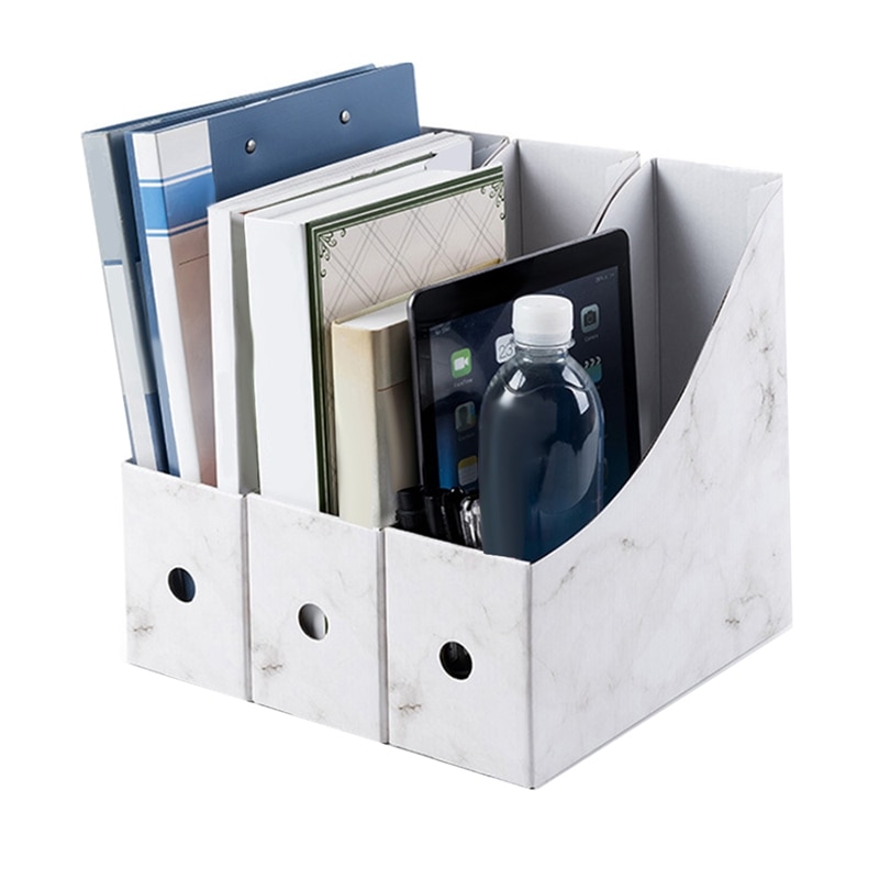 Document Rack File Holder Storage Box Magazine School Pencil Foldable Paperwork Desk Organiser Kraft Paper Simple: Default Title