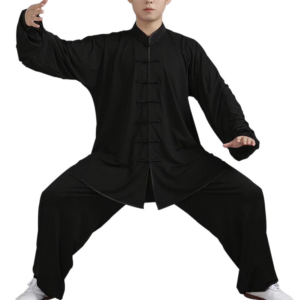 Traditional Chinese Clothing Black Long Sleeve Wushu TaiChi Men KungFu Uniform Suit Uniforms Tai Chi Exercise Clothing Unisex