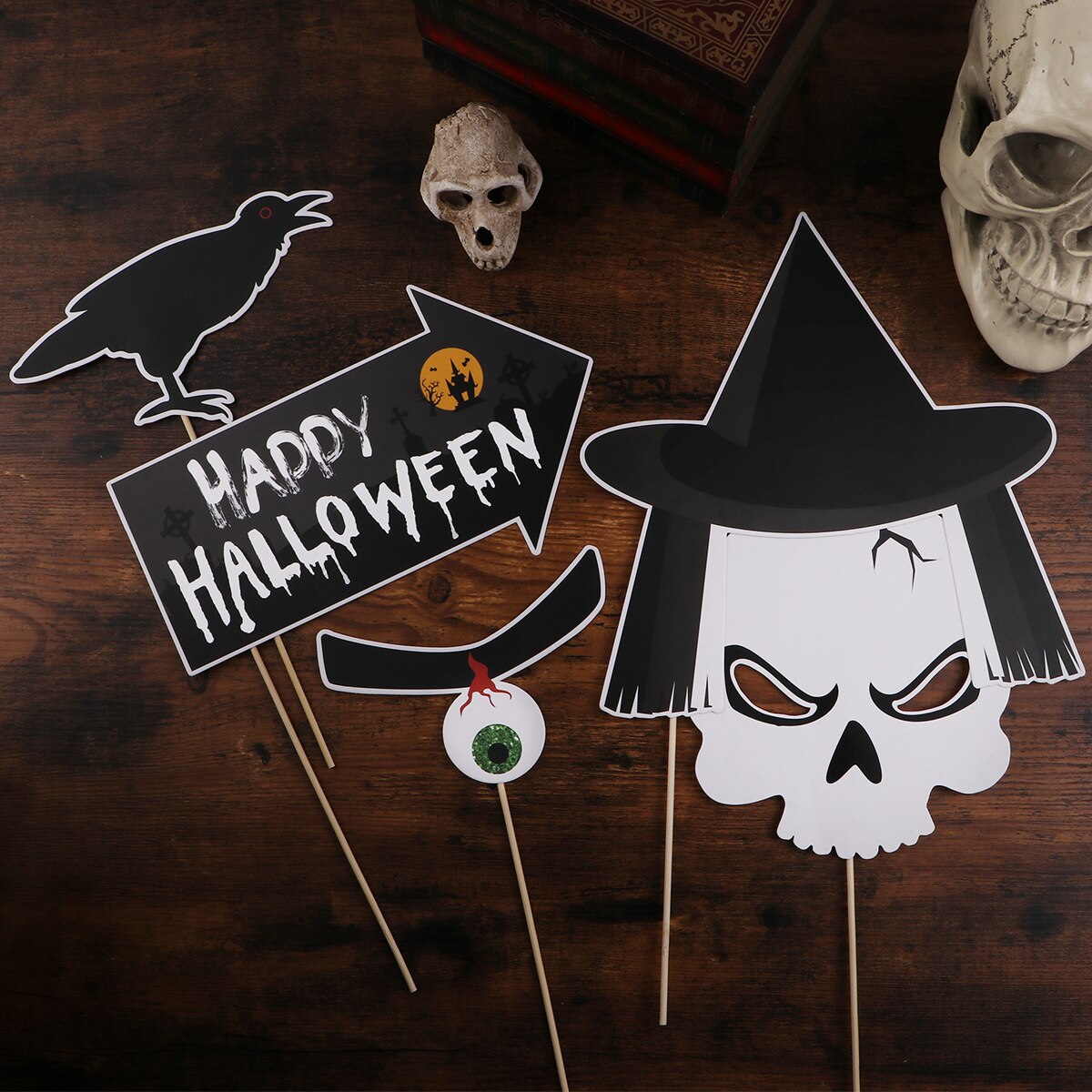 Amosfun 20PCS Halloween Party Photo Booth Accessory Camera Film Shooting Props Party Supplies