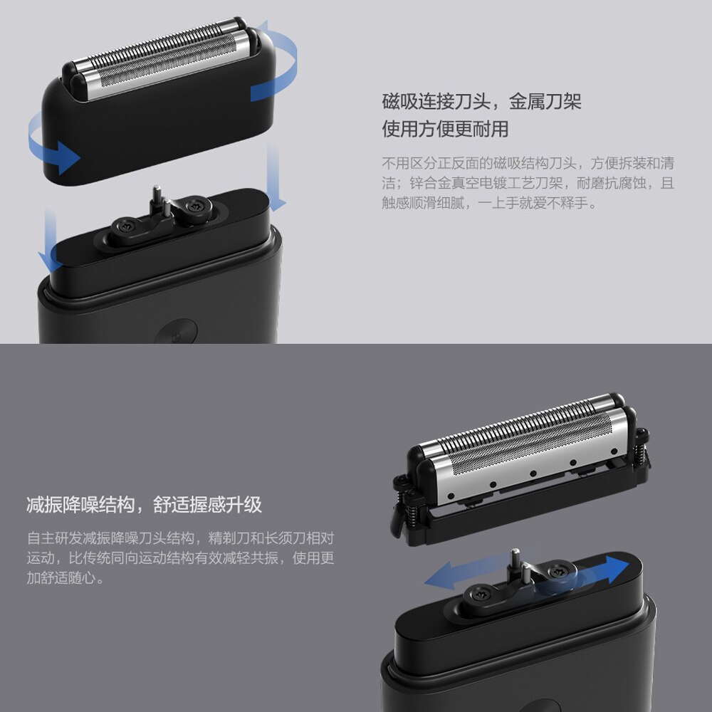 Xiaomi Mijia Portable Electric Shaver 2 Blade Razor Type-C Rechargeable Dry Wet Shaving Washable Reciprocating Beard Trimmer