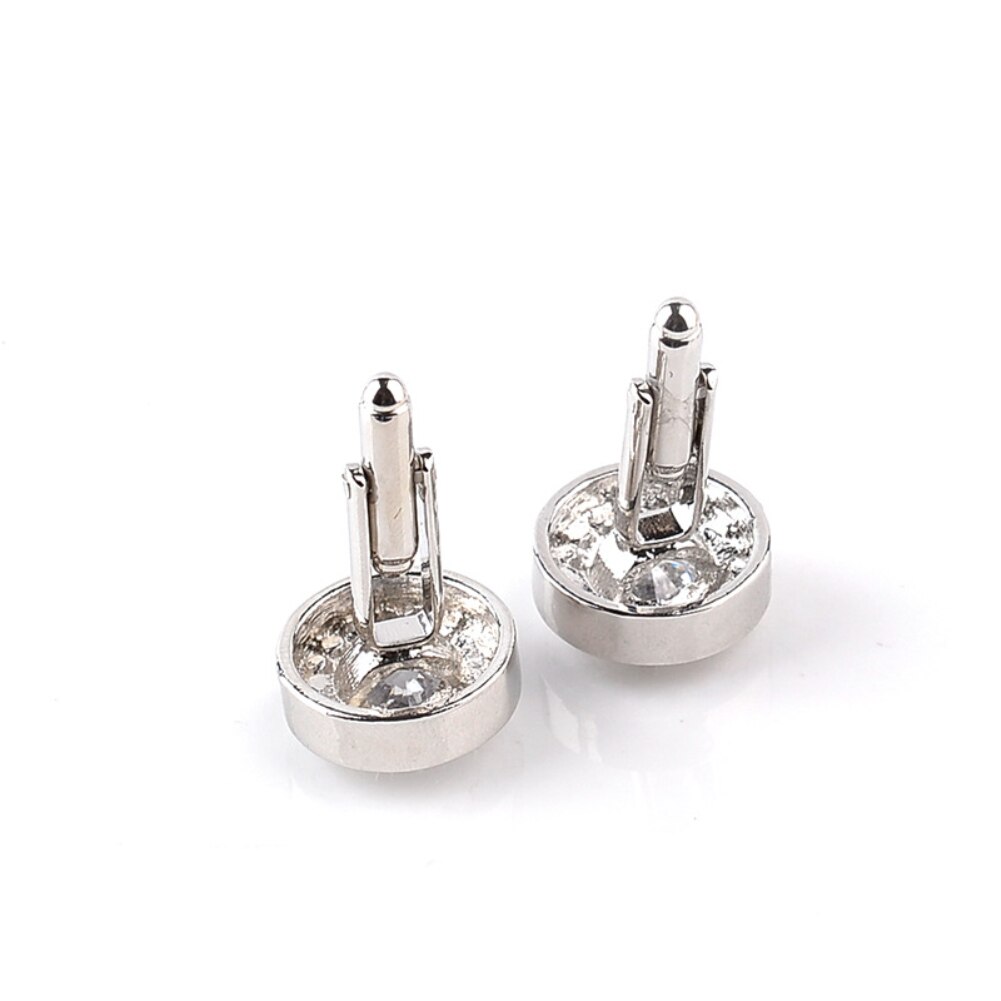 Gemelos de negocios con diamantes de imitación brillantes para hombre, camisa de de boda, color blanco y morado, redondos, accesorios,
