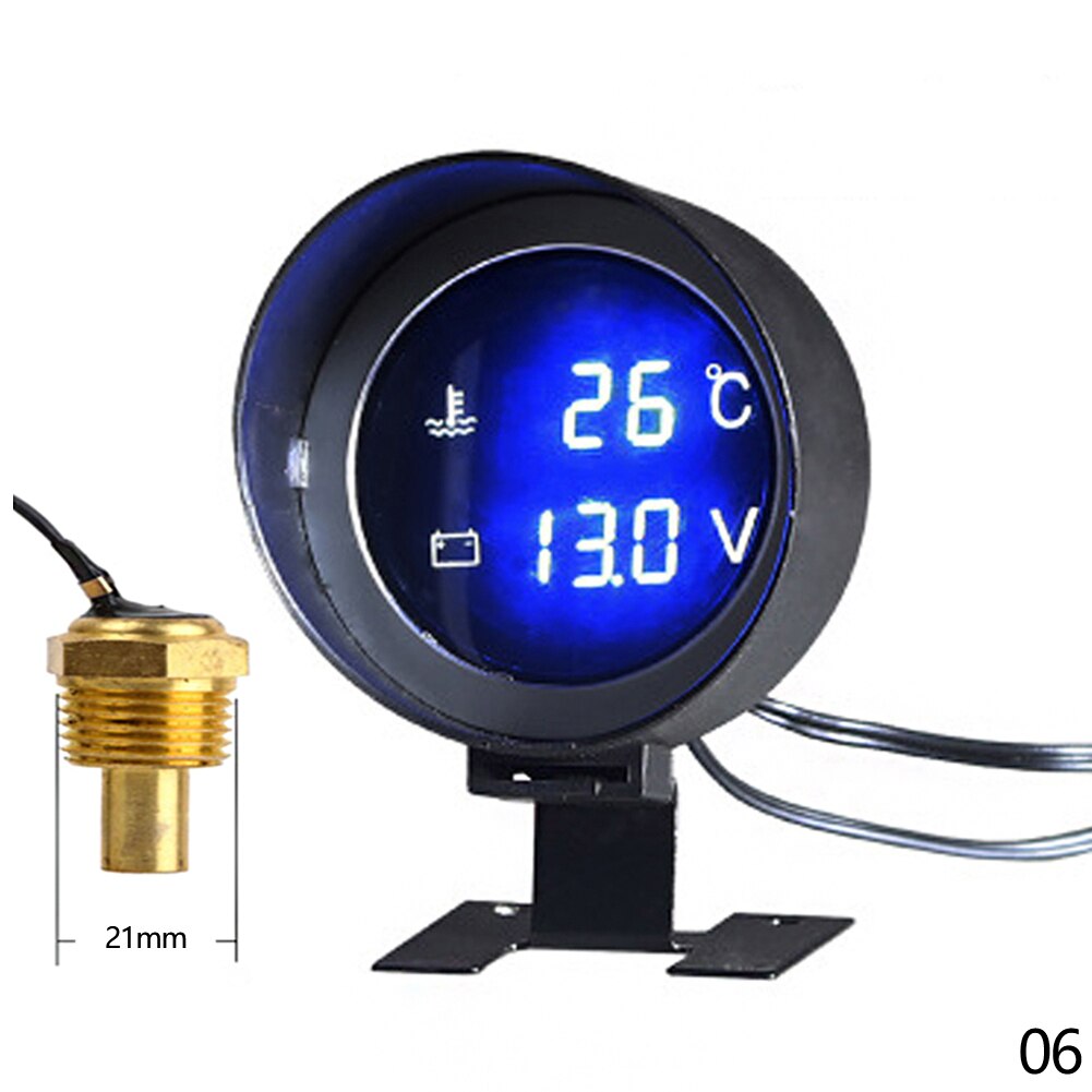 12/24V Auto Led Digitale Voltmeter Water Temperatuurmeter Meter &amp; 10/12/14/16/17/21Mm Sensor Universele Voertuigen Digitale Gauge: 21mm